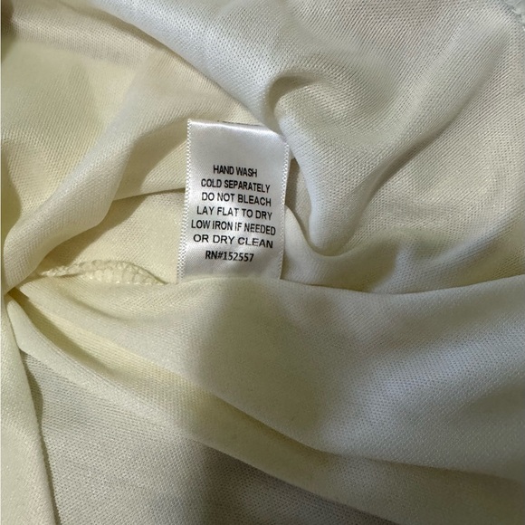 Bohme Cream with Print Floral Midi Dress  Tight Straps with Brown Trim - Picture 10 of 10